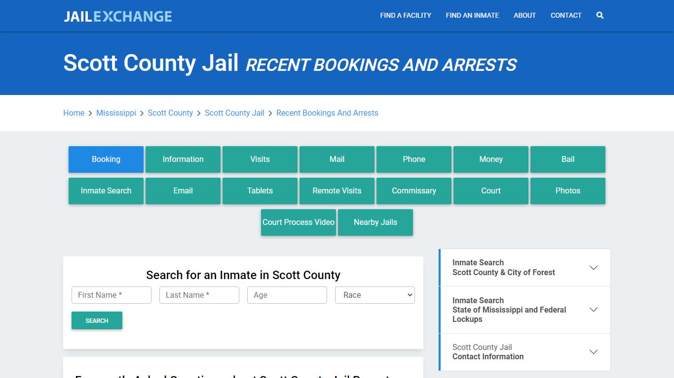 Scott County Jail MS Recent Arrests and Bookings - Jail Exchange